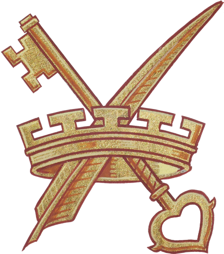 Badge A Key Wards Upwards And Outwards And A Quill - Emblem (600x600)