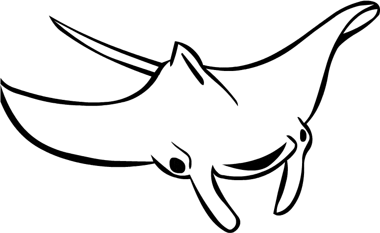 Free Manta Ray Coloring Page - Manta Ray Black And White (800x600)