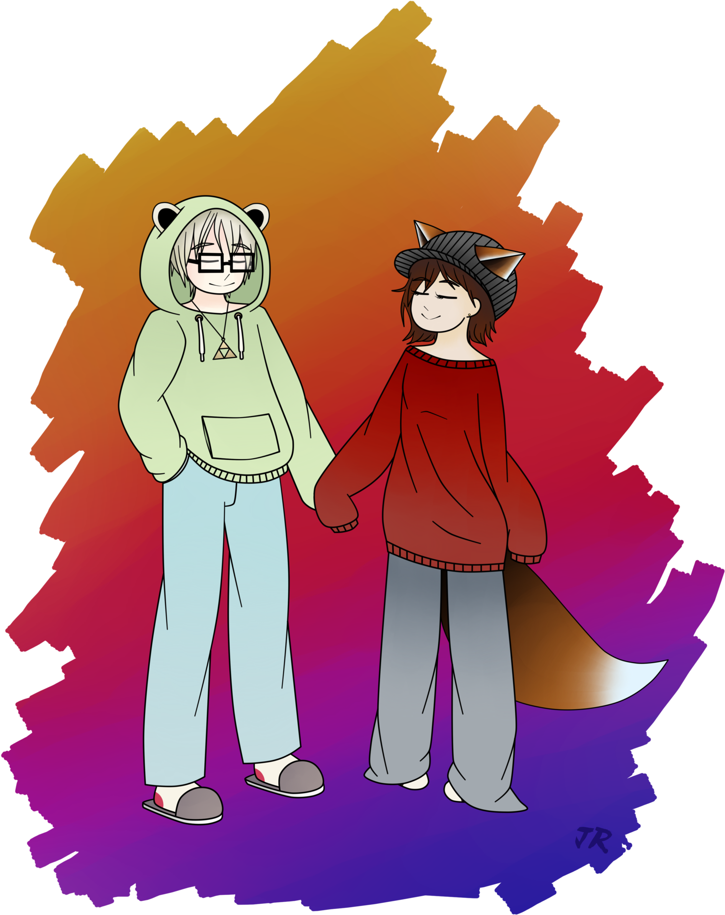 A Polar Bear And Fox By Jenn-rose - Cartoon (1600x2263)