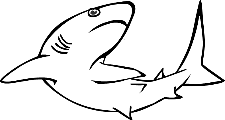 Shark Clipart Coloring Page - Coloring Book Shark (790x421)