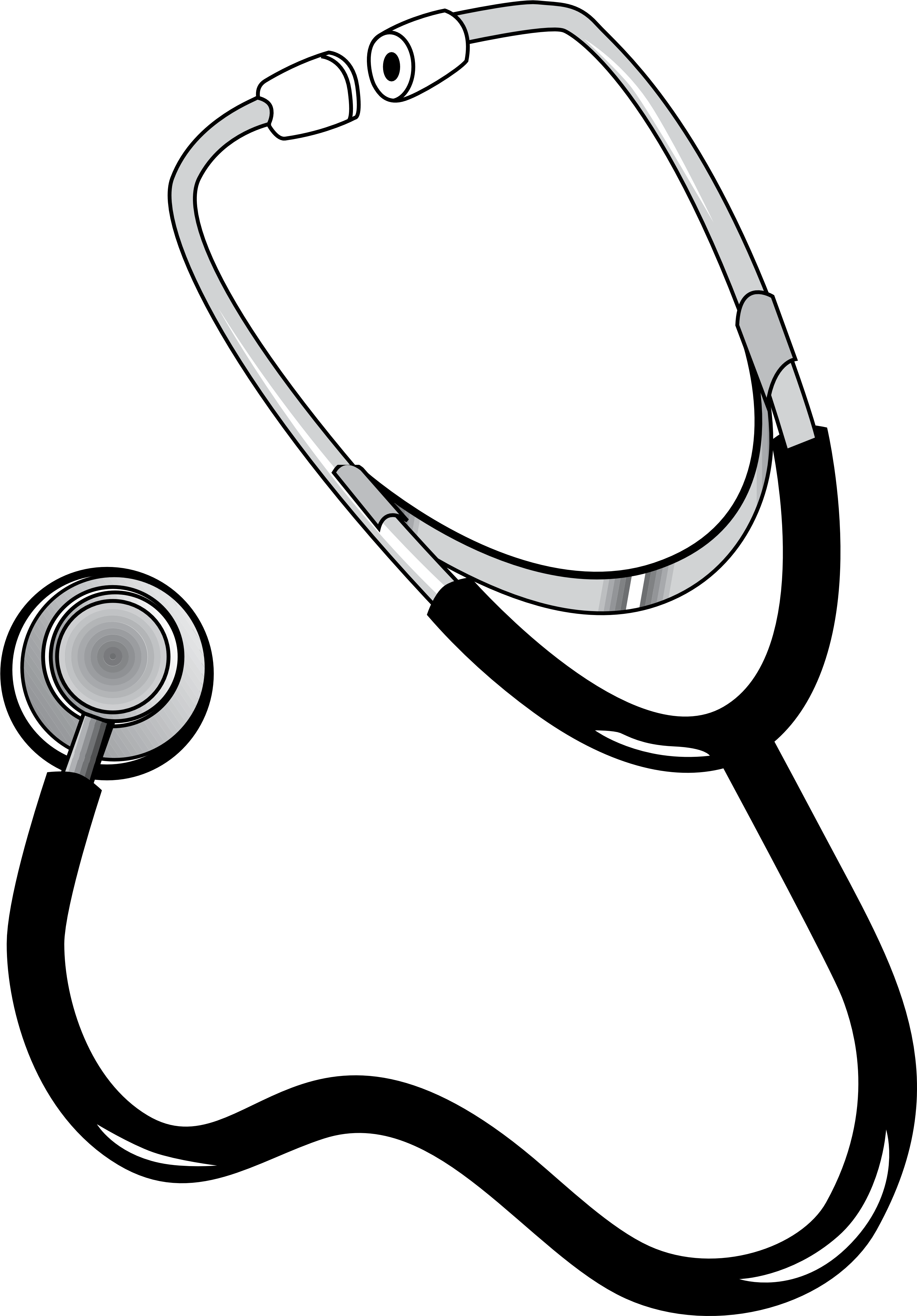 Stethoscope Black White Line Art Coloring Book Colouring - Stethoscope Png (3333x4713)