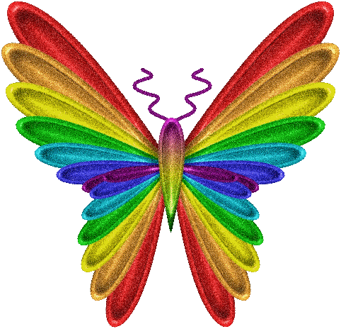 Rainbow Butterfly Clipart Many Butterfly - Rainbow Butterfly (482x464)