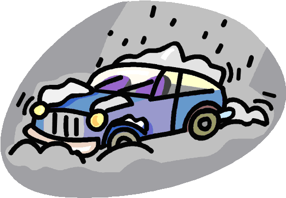 Car Stuck In Snow Clipart - Car In Snow Clip Art (589x414)