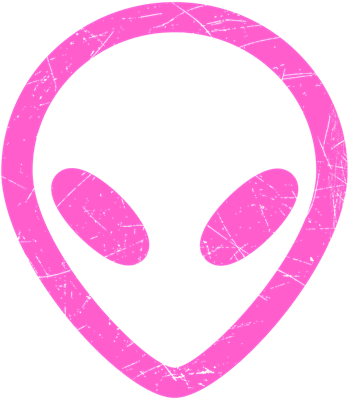 Hot Pink Distressed Alien Head - Neon Green Alien (400x400)