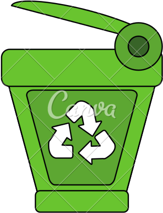 Cartoon Trash Can With Recycling Symbol - Cartoon Trash And Recycling Bin (550x550)