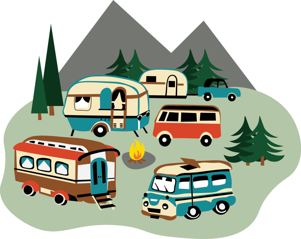 Rv Camp Illustration - Illustration (1000x797)