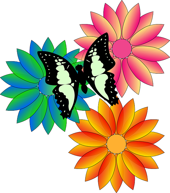 Fresh Spring Flowers Butterfly, Fresh, Spring, Flowers - Animated Flowers And Butterflies (564x640)