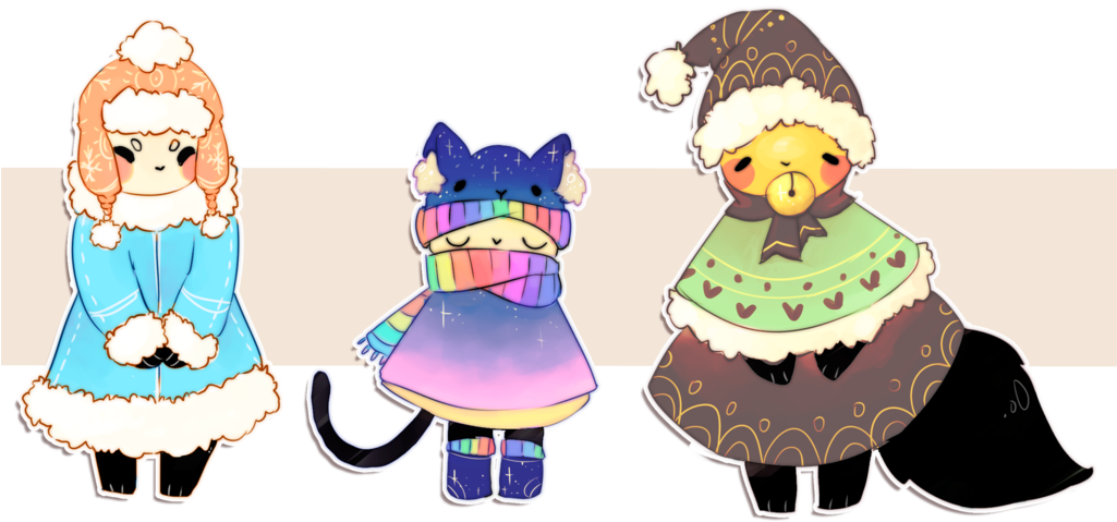[open] Cute Winter Hats Mocchin [one Left] By Wiviadopts - Cartoon (1024x495)