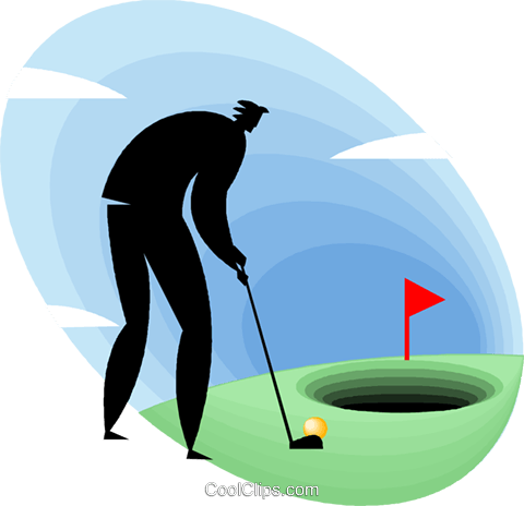 Businessman Playing Golf Royalty Free Vector Clip Art - Pitch And Putt (480x464)