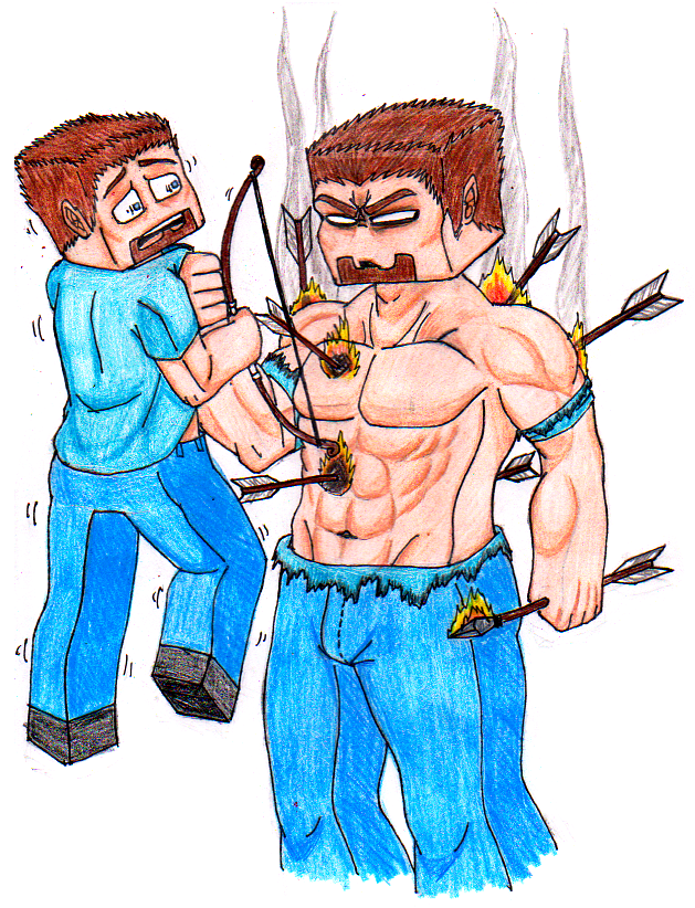 Herobrine And Fire Arrows By Silentaugust - Cartoon (637x821)