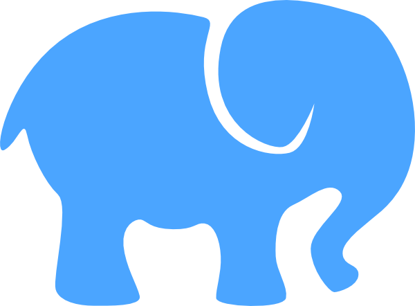 Elephant Clipart Blue - Silhouette Elephant Clipart (600x442)