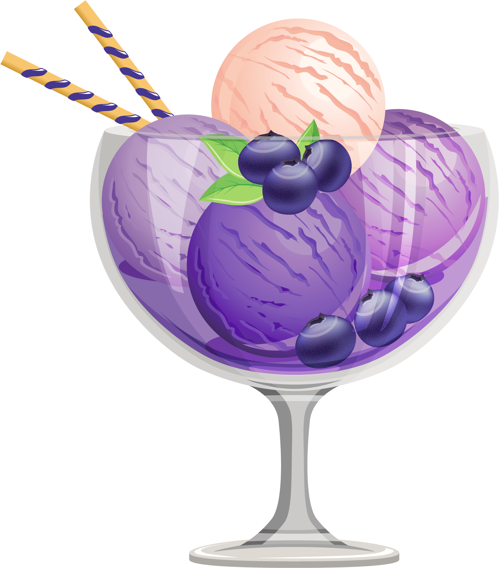 Ice Cream Sundae Clipart - Blueberry Ice Cream Sundae (1773x2021)