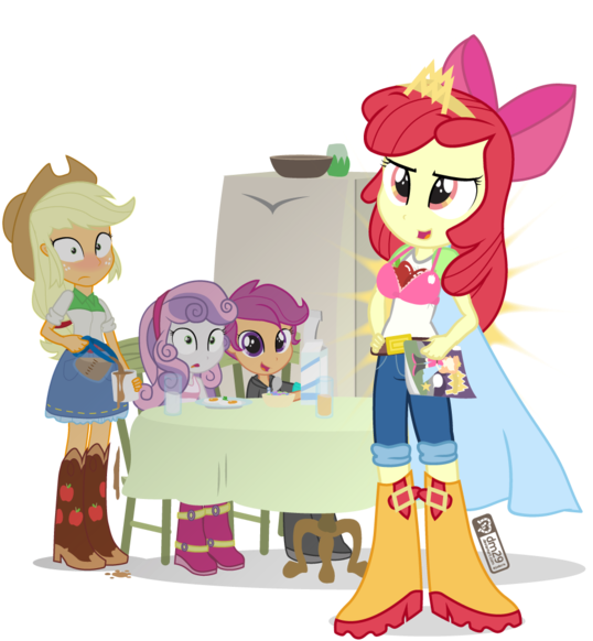 Bra, Bra Stuffing, Clothes, Coffee, Comic Book, Cute, - Applejack And Applebloom Equestria Girls (553x600)