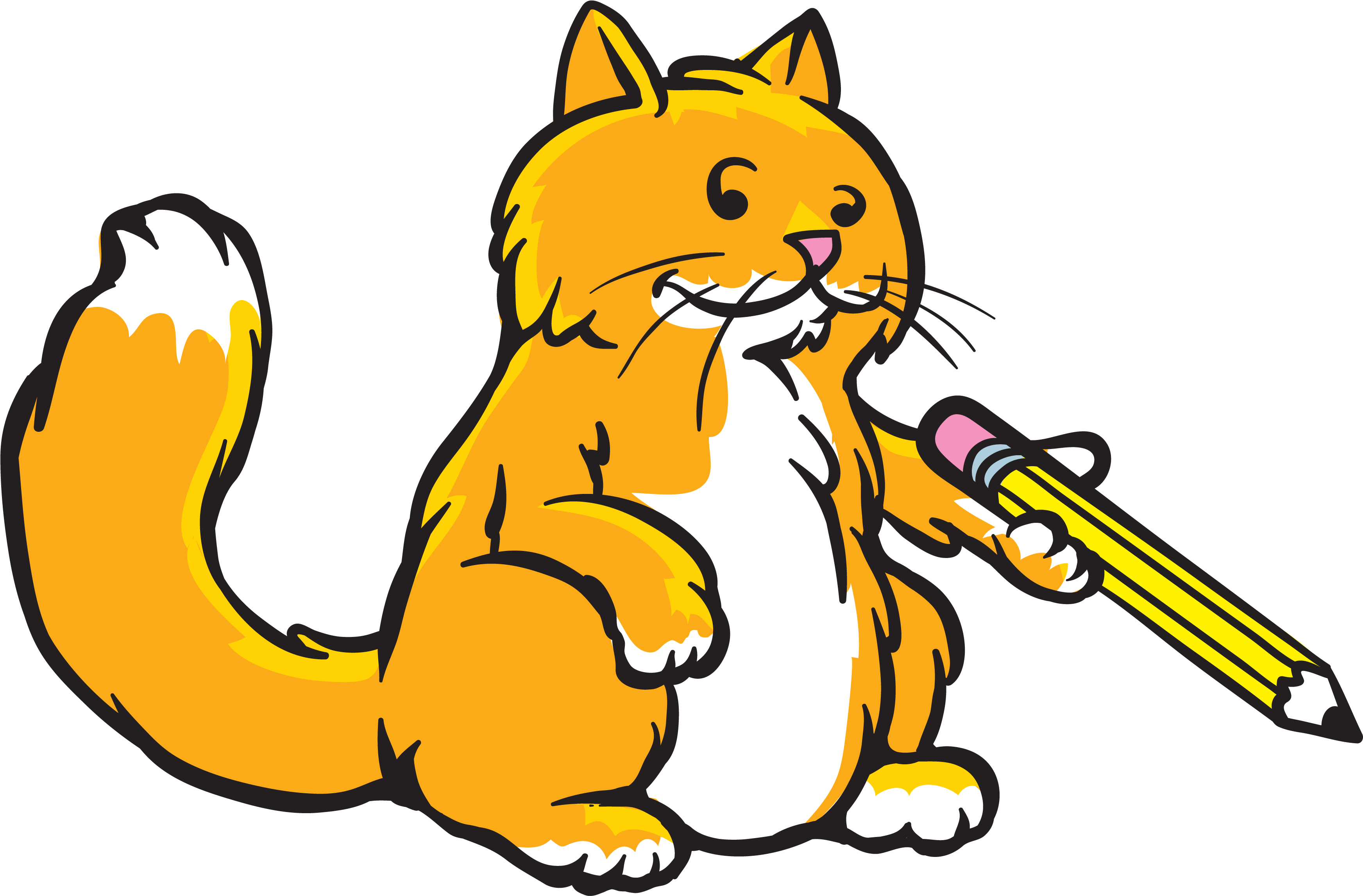 Cat04-pointing Copy - Animal Writing Png (3600x3600)