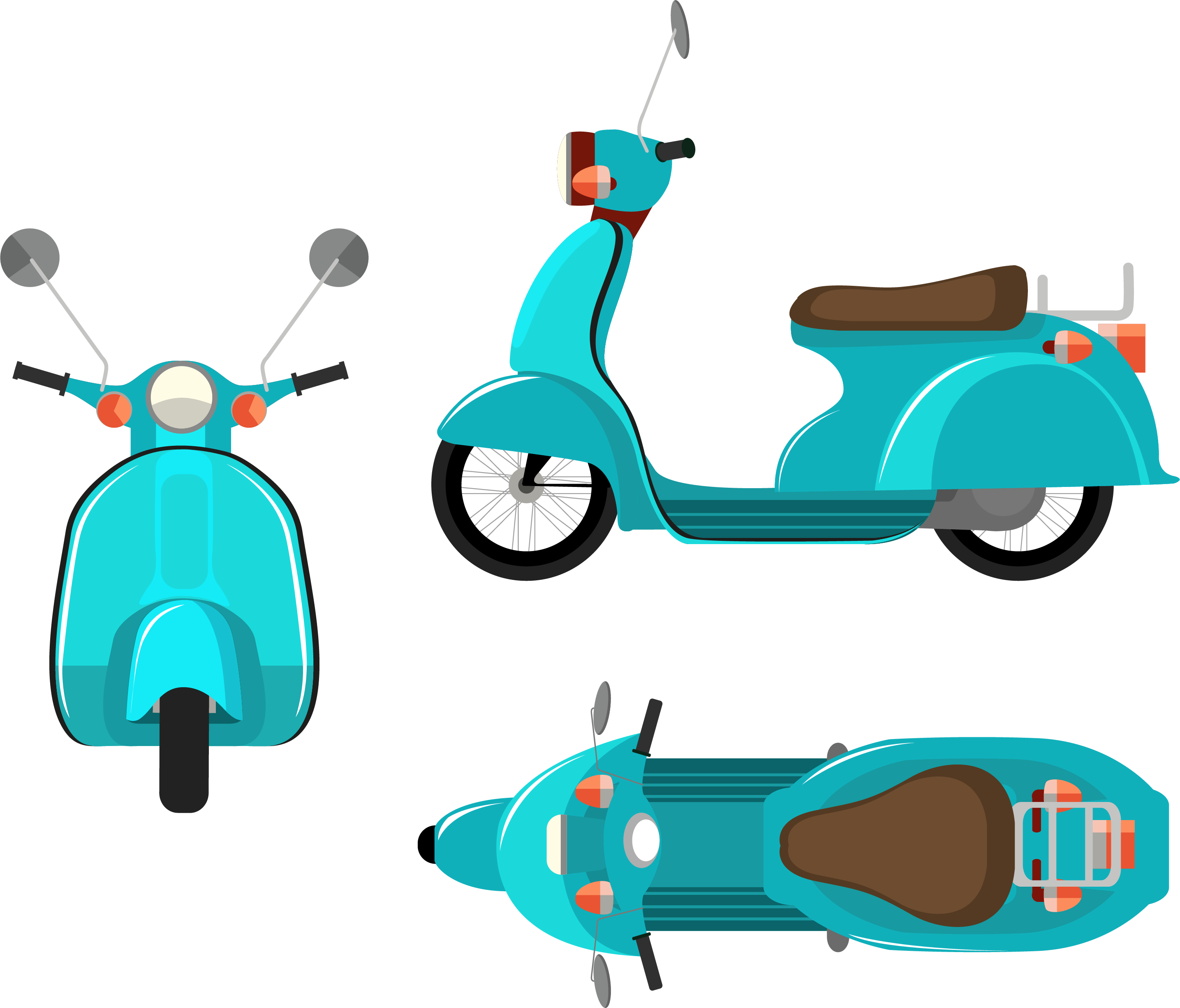 Scooter Motorcycle Royalty-free Clip Art - Vespa Vector Top View (2870x2451)