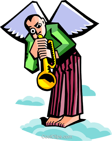 Angel Playing Trumpet Royalty Free Vector Clip Art - Angel Playing Trumpet Royalty Free Vector Clip Art (384x480)