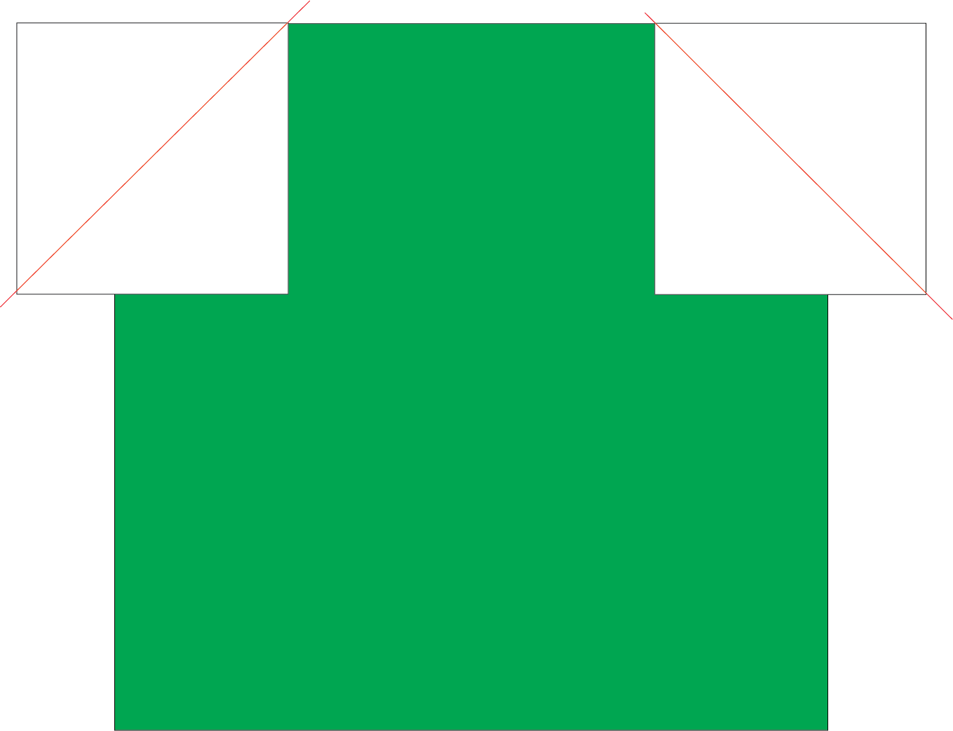 Trim Off All Excess White And Green Fabric To 1/4″ - Pattern (1359x1043)