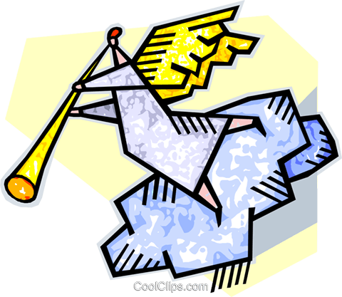 Angel Form With Trumpet And Clouds Royalty Free Vector - Angel Form With Trumpet And Clouds Royalty Free Vector (480x417)