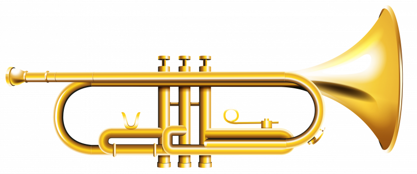 Trumpet With Music Notes (817x341)