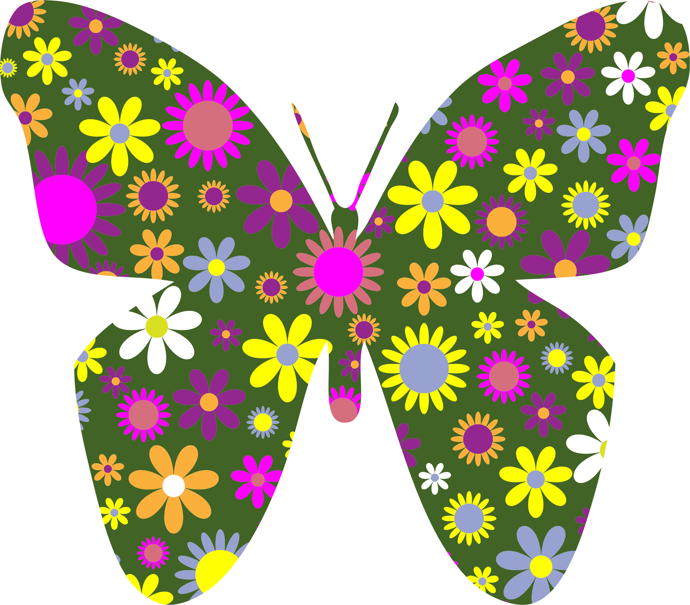 Flowery Butterfly - Gambar Sayap Kupu Vektor Png (2316x2030)