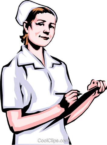 Nurse With Clipboard Royalty Free Vector Clip Art Illustration - Nurse Image Clip Art (354x480)