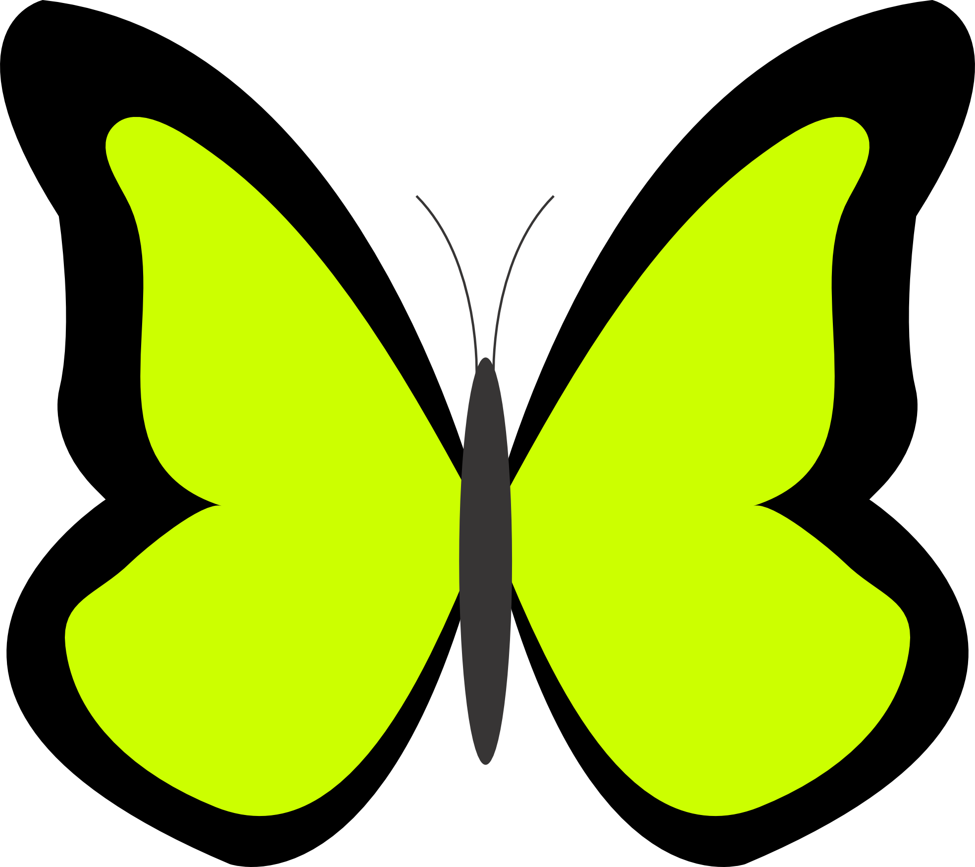 Lime Green Flower Clip Art - Green Butterfly Clipart (1969x1750)