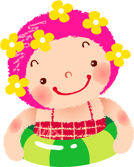 卡通手绘带游泳圈小朋友png图片 - 可愛 游泳 (600x600)