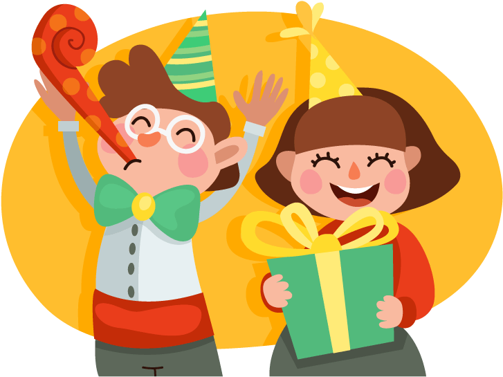 2个庆祝生日的儿童矢量 - Happuly Birthday Husna (743x687)