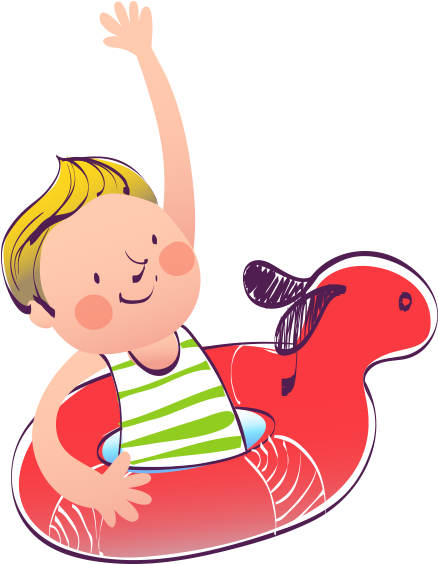 卡通手绘小孩游泳图片 - Criança Nadando Desenho Png (600x600)