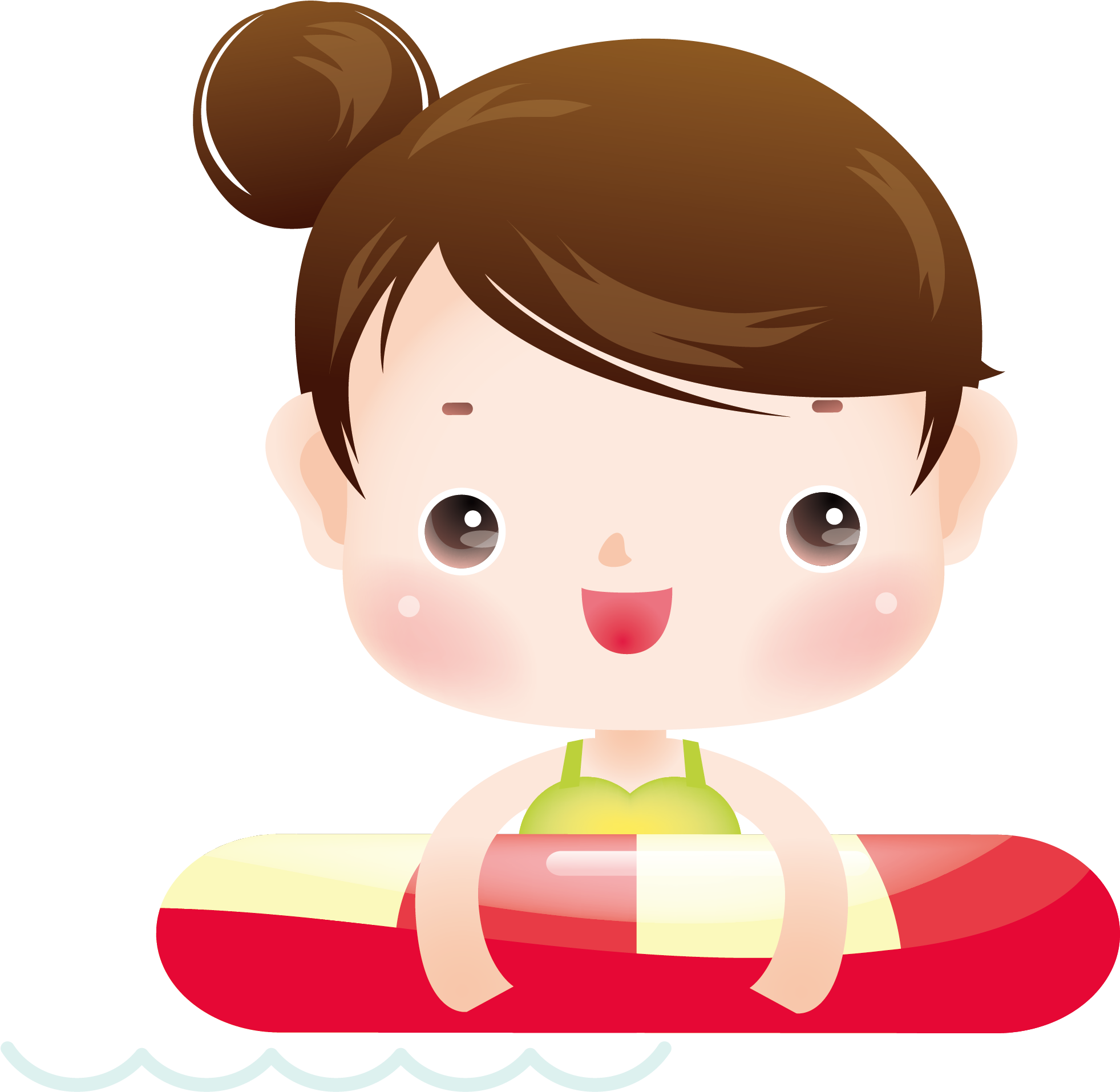 游泳的小女孩矢量图 - Vector Graphics (1979x1914)