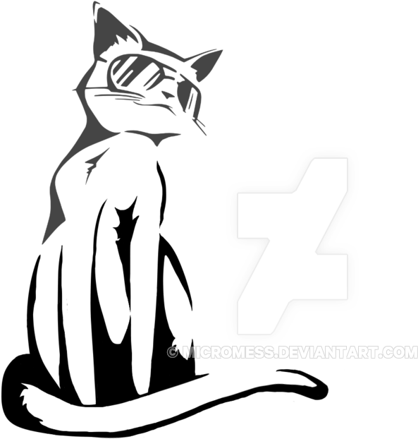 Cool Cat Outline By Micromess - Cool Cat - Macbook Or Laptop Decal (1024x768)
