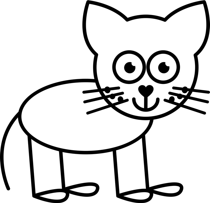 Cat Outline Rubber Stamp - Dog Stick Figure Clip Art (700x677)