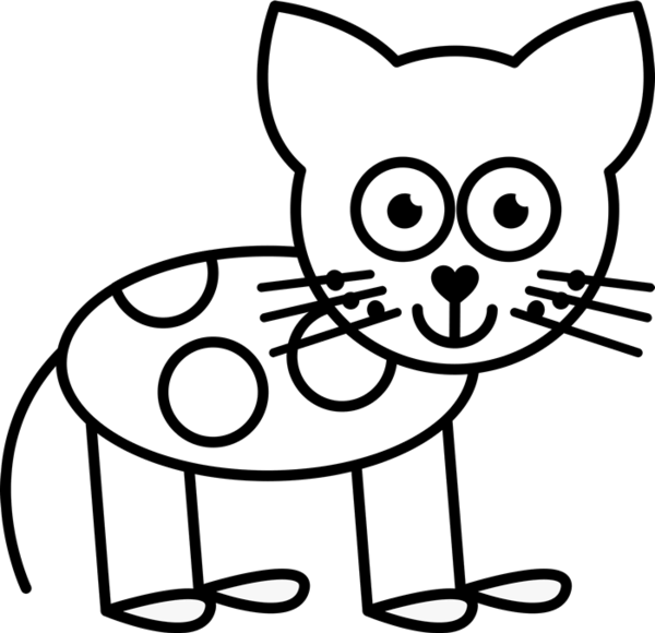 Cat With Spots Outline Rubber Stamp - Dog Stick Figure Clip Art (600x580)