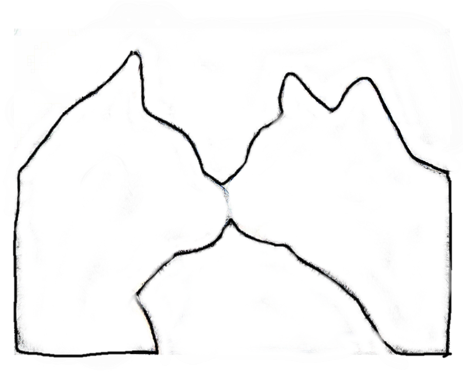 Kissing Cats Saw Patterns - Line Art (1000x800)