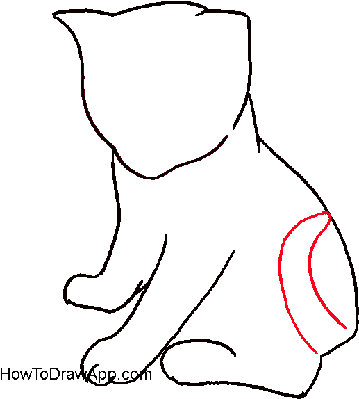 Drawn Cat Outline Drawing - Draw A Cat Step By Step For Kids (600x600)