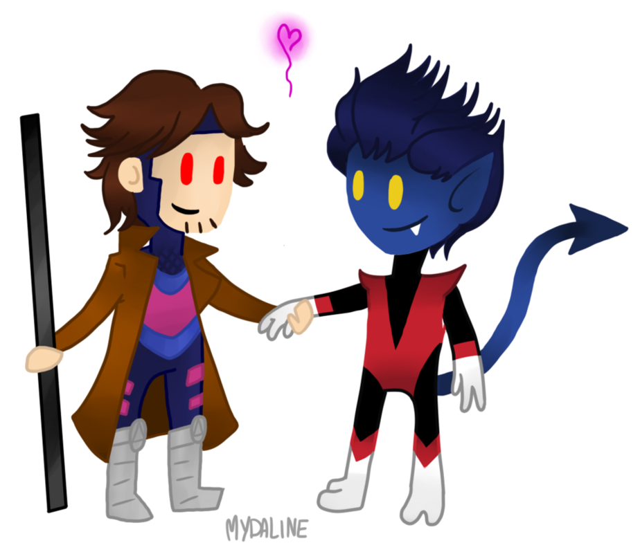 Gambit X Nightcrawler - Cartoon (969x824)