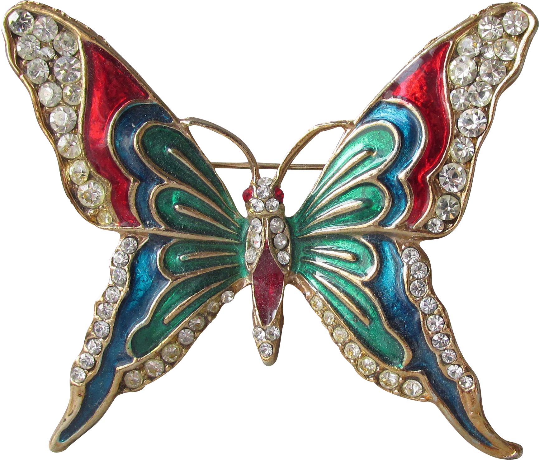 Vibrant Multi Color Enamel & Rhinestone Butterfly Pin, - Brooch (1730x1730)