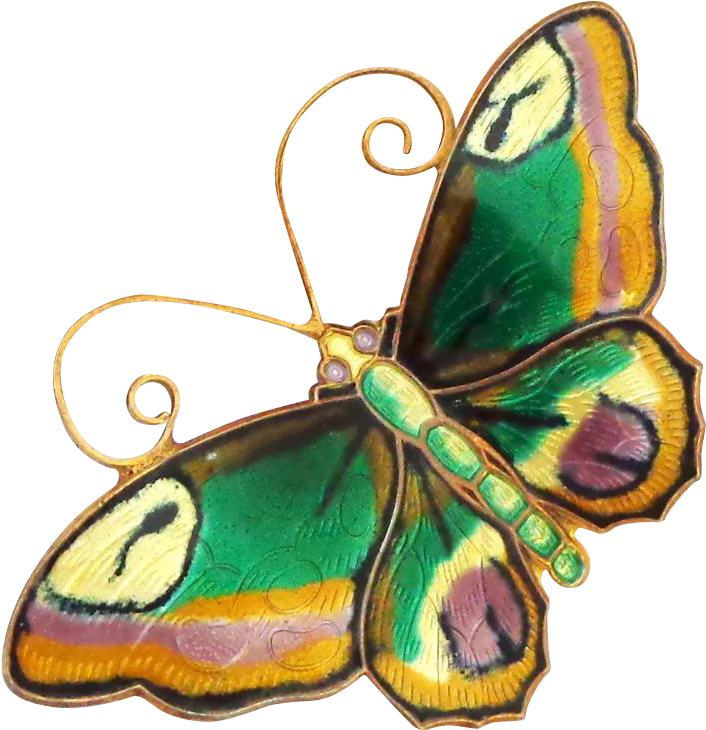 David Andersen Norway Large Multi-color Sterling And - Brush-footed Butterfly (729x729)