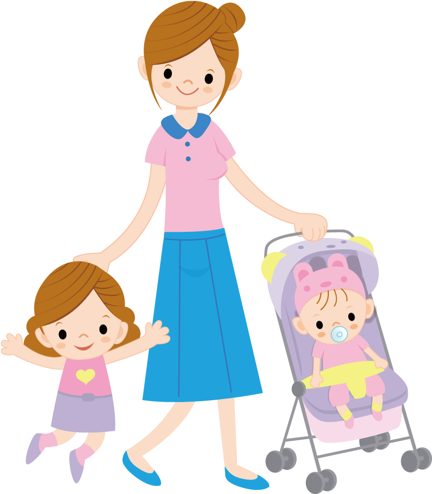 Child Mother Cartoon Illustration - Mother And Children Png (1000x1000)
