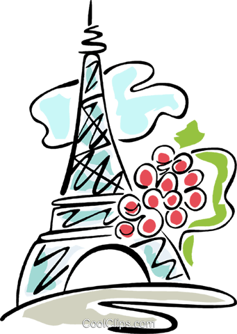 Eiffel Tower And Grapes Royalty Free Vector Clip Art - Eiffel Tower And Grapes Royalty Free Vector Clip Art (341x480)