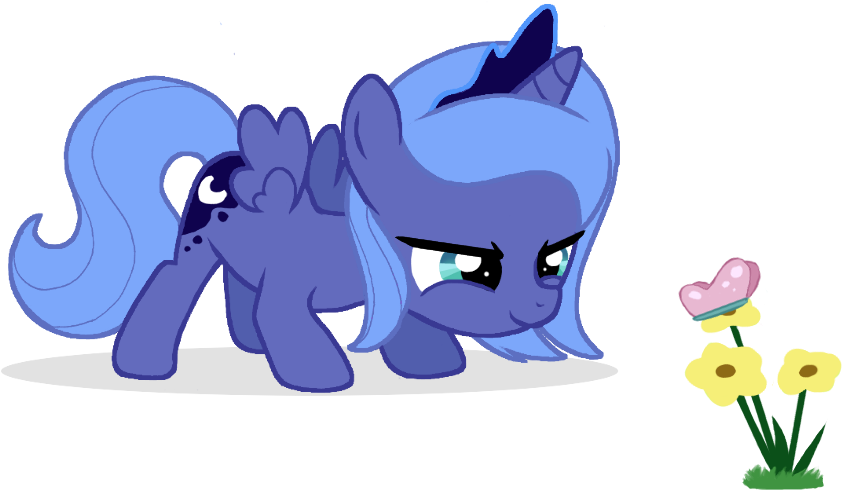Flausch-katzerl, Butterfly, Cute, Filly, Flower, Foal, - Funny Pic Of Princess Luna (896x523)