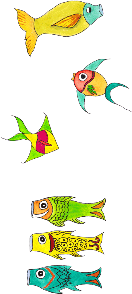 “fish Kites” - Watercolor Painting (542x1134)