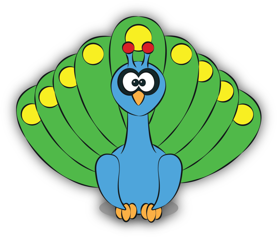 Green Peacock By Xtwinvipersx - Peekock Cartoon Png (900x777)