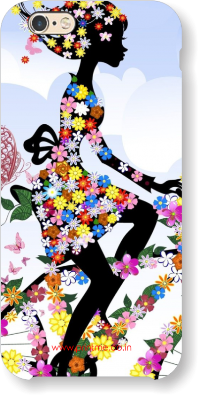 Girl Floral Art Case - Moarmouz - Girl Riding A Bicycle Iphone 5c Case - Back (900x800)