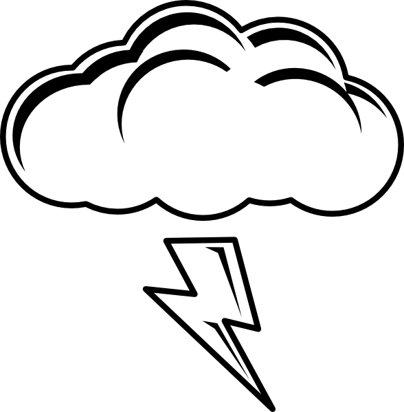 Thunder And Lightning Clipart - Sun And Cloud Coloring Pages (588x599)