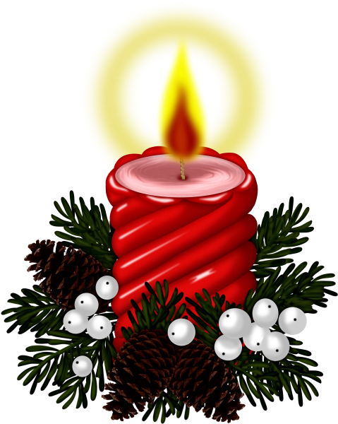 Christmas Card With Hand Drawn Candles Royalty Free - Christmas Day (486x600)