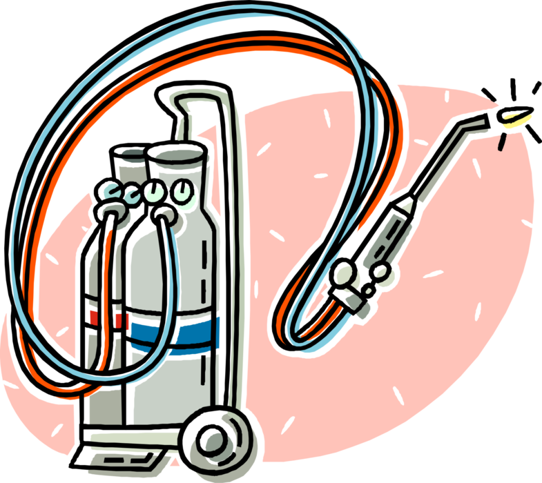Vector Illustration Of Oxy-acetylene Welding Equipment - Clip Art (785x700)