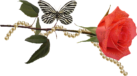 Анимашка Цветок, Бабочка И Нитка Жемчуга - Rose And Butterfly Gifs (591x450)