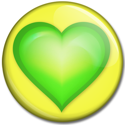Green Heart On Yellow - Heart (400x400)