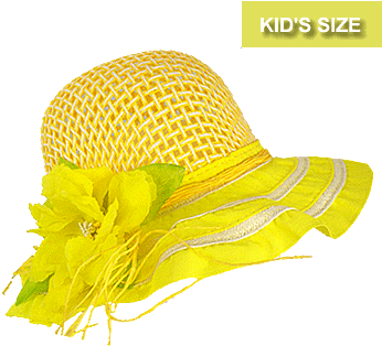 Flower Decorative Straw Hat-yellow - Straw Hat (350x350)